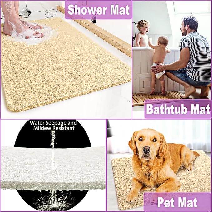 Shower Mats Non Slip for Elderly, 24x47’’Extra Lager Loofah Loofah Bath Mats - Image 6