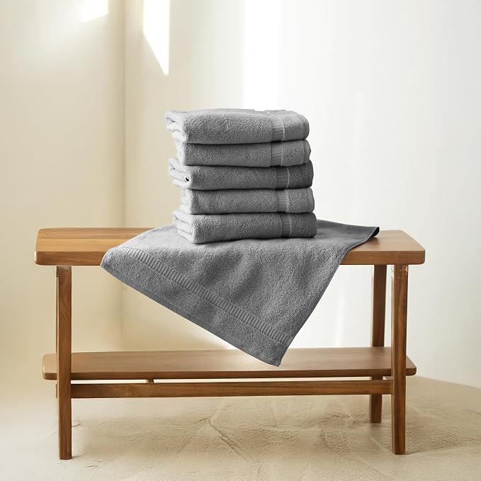 SALBAKOS 100% Turkish Cotton Hand Towel Set of 6 16x30 inch | Heirloom Quality - Image 2