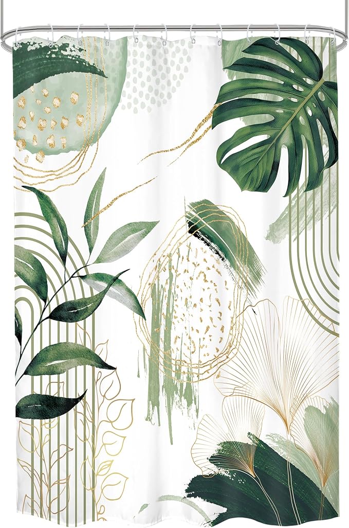 Sage Green Boho Shower Curtain 54Wx78H Small Stall Modern Abstract Mid Century - Image 8