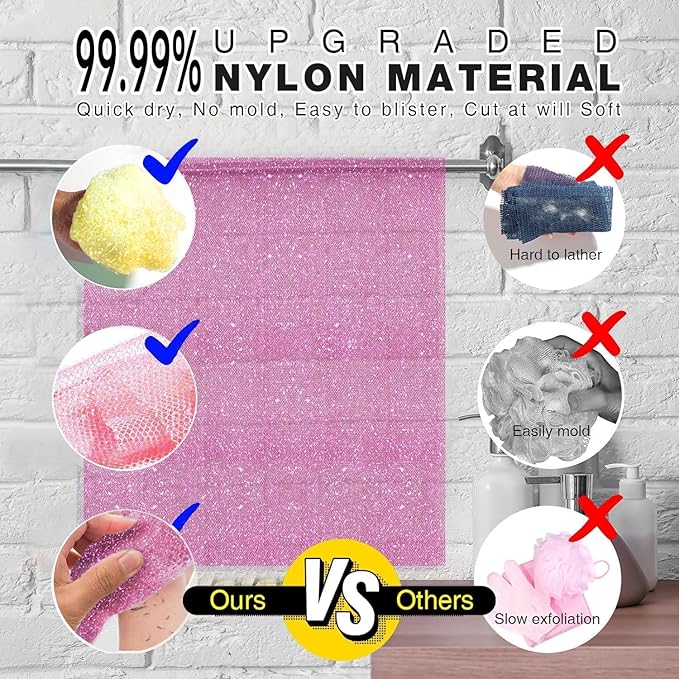 3 Piece Bright Style African exfoliating net Exfoliating Shower Set Long Bath - Image 2