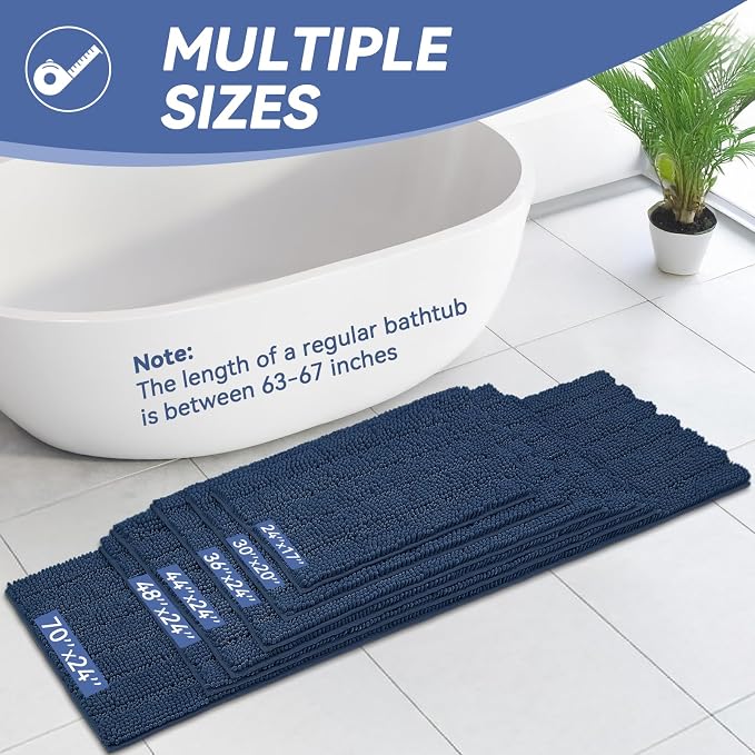 Bcoimo 24"×17" Chenille Bath Mat – Non-Slip - Image 2