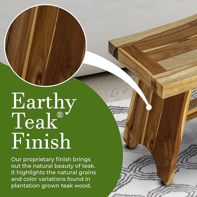 EcoDecors 24 Inch Serenity Teak Shower Bench – Waterproof Bathroom Seat | - Image 4