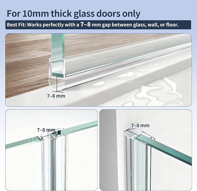 4PCS 39" Glass Shower Door Seal Strip, Shower Door Side Seal Strip - Image 4