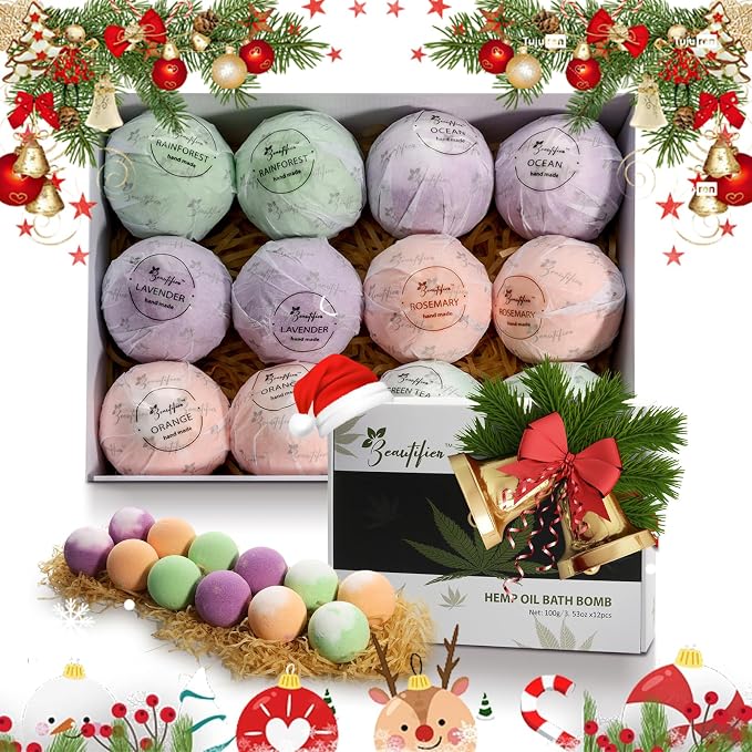 Hemp Oil Bath Bombs Gift Set Natural Refreshing Bubble Bath Kit by BeautifierLife