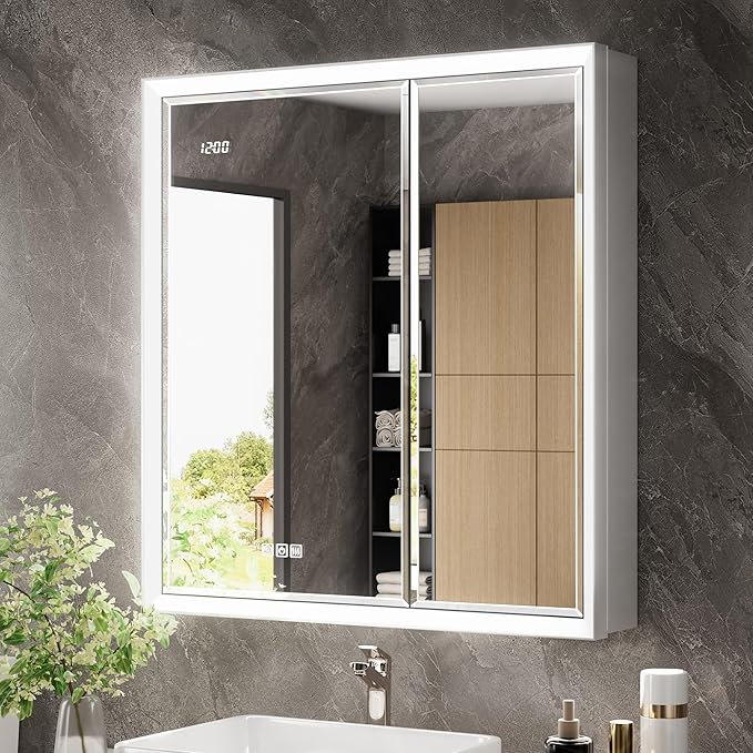 30x32 Beveled Lighted Medicine Cabinet by QUEENFUN
