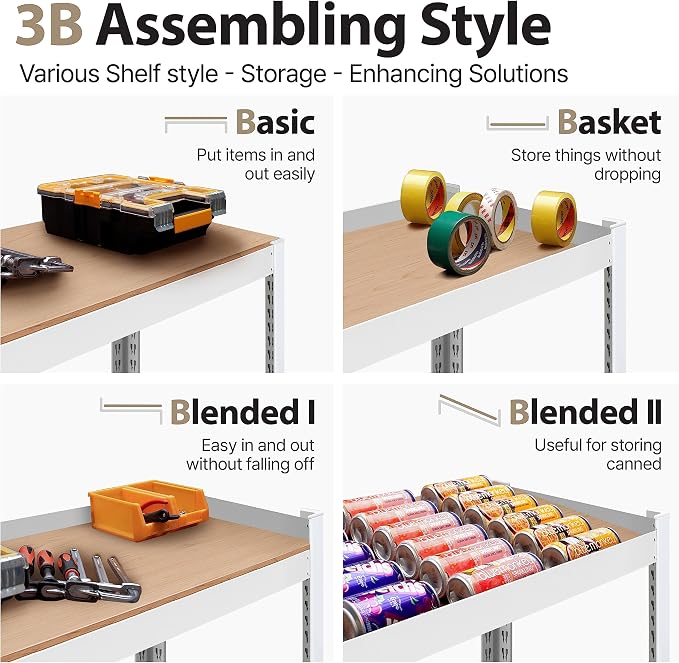 HOMEDANT House 5 Tier Laminated Metal Shelving Unit Adjustable Storage Utility - Image 3