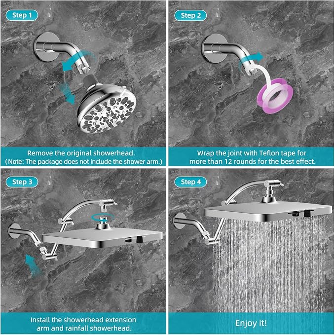 Hibbent 5 Spray Modes Shower Head, Large Rainfall Showerhead - Image 7