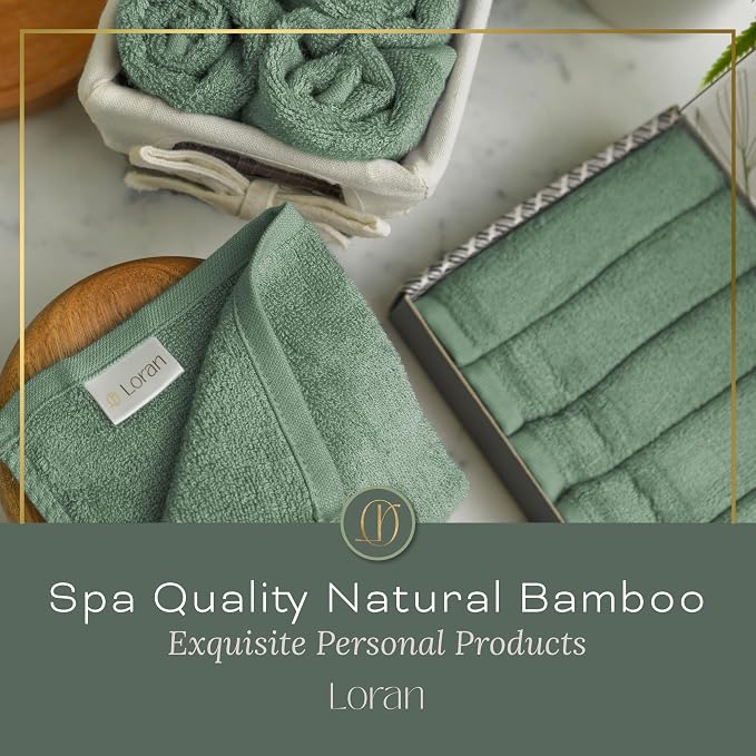Sage Green Washcloths Set of 6 Soft Facial Cloths 10” x 10” 100% Viscose - Image 3