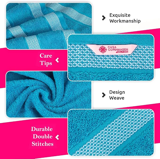 CASA COPENHAGEN Solitaire Mix 6 Pieces Towel Set- Grey Violet + Teal, 600 GSM - Image 4
