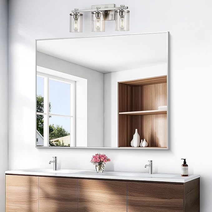 BONEWEI Silver Bathroom Mirror, 40x48 inch Wall Mirror - Image 2
