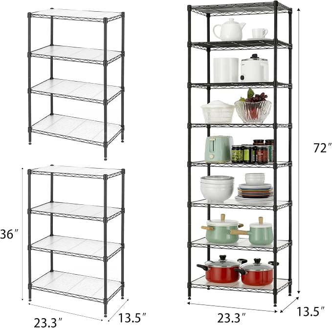 Finnhomy 8-Tier Wire Shelving Unit Adjustable Steel Wire Rack Shelving 8 - Image 3
