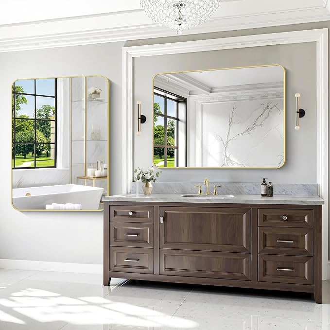 BONEWEI Gold Bathroom Mirror, 36x48 inch Wall Mirror - Image 3