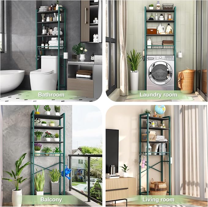 Over-The-Toilet Storage Rack, 4-Tier Bathroom Organizer Shelf Over Toilet - Image 3