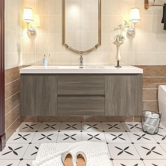 Floating Vanity Bathroom, 60 Inch Bathroom Vanity by VUMALL