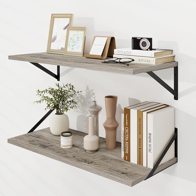 Dreamland Floating Shelves for Wall, 12 Inch Deep Floating Shelves Set of 2 by Dreamland