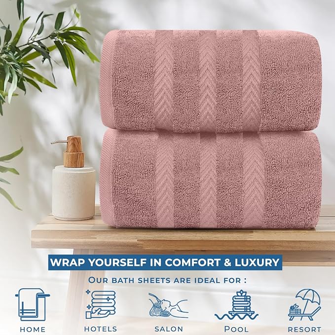 DAN RIVER 2 Pack Luxury Bath Sheets 35x70, 600 GSM, Soft & Quick Dry 100% Ring - Image 3