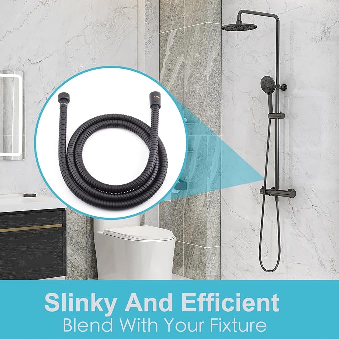Klabb 79-Inch Matte Black Extra Long Stainless Steel Shower Hose – Flexible - Image 4