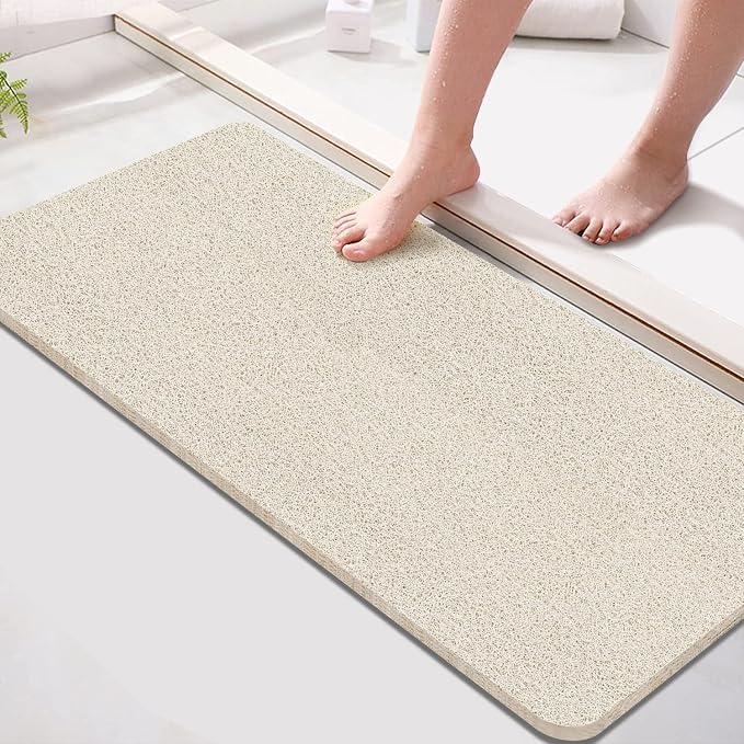 godehone Shower Mats Non Slip Without Suction Cups, PVC Loofah Bathroom Mats by godehone