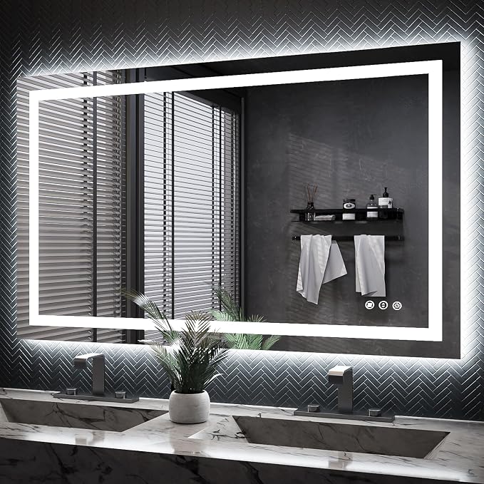 ISKM 50'' x 30'' LED Mirror for Bathroom Lighted Vanity Mirror for Wall Front by ISKM-IStillKeepMovin
