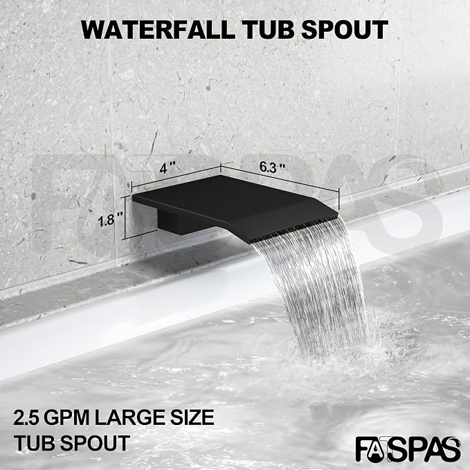 Shower System with Tub Spout, Shower Faucet Set with 12 Inch Rain Showerhead - Image 5