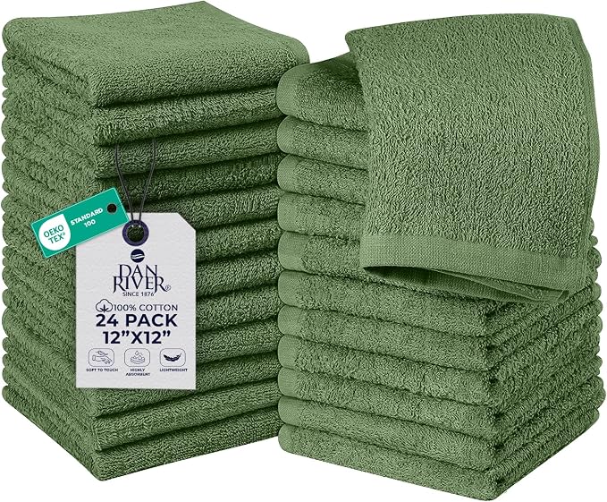 DAN RIVER 24 Pack Wash Cloths for Showering by DanRiver