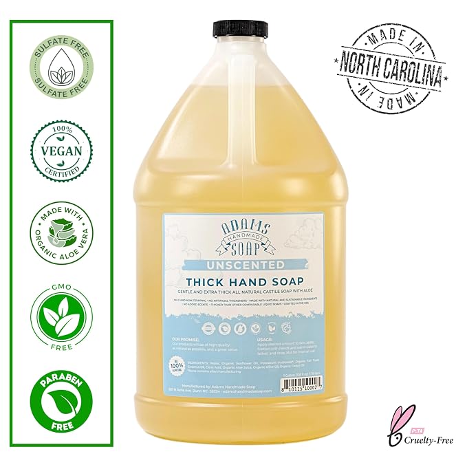 Adams Handmade Soap Thick Organic Castile Liquid Hand Soap 4 Gallon Refill- - Image 3