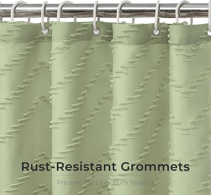 Green Boho Shower Curtain - Image 5
