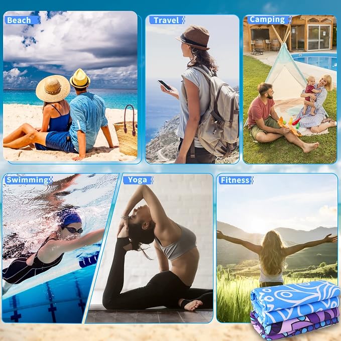 4 Pack Microfiber Oversized Lightweight Beach Towel 71"x32" XL Extra Large Thin - Image 7