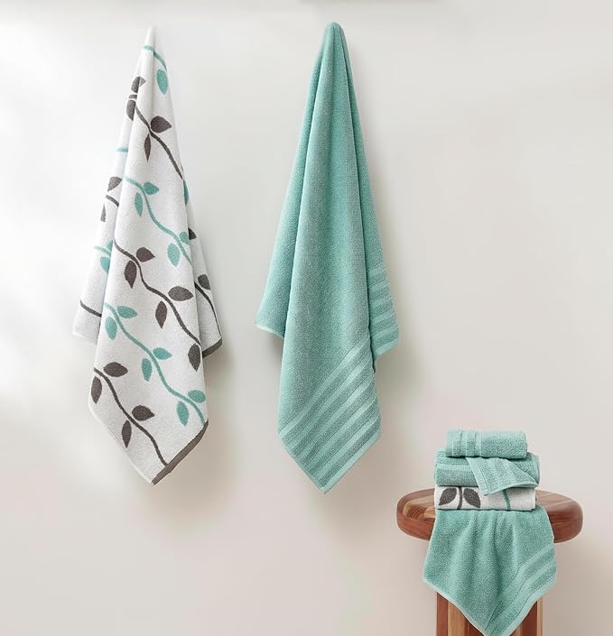 Modern Threads Organic Vines 6-Piece 100% Cotton Towel Set – Yarn Dyed Jacquard - Image 2