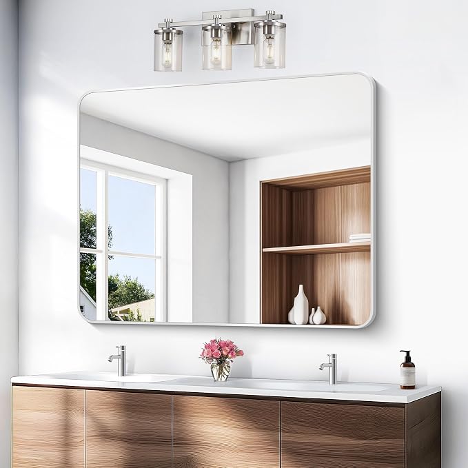 BONEWEI Silver Bathroom Mirror, 40x48 inch Wall Mirror - Image 2