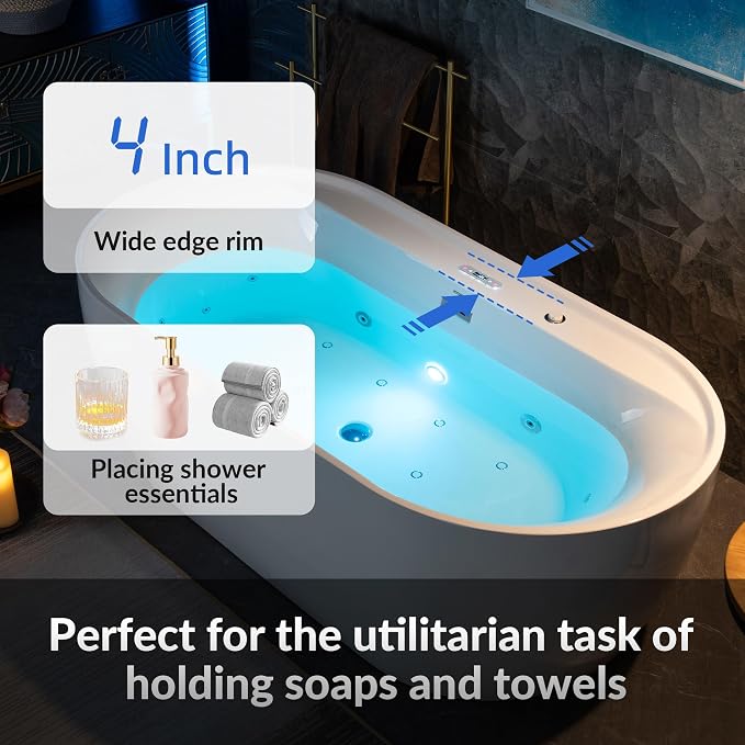 WOODBRIDGE 72" x 35-3/8" Whirlpool and Air Bath Heated Soaking Combination Tub - Image 7
