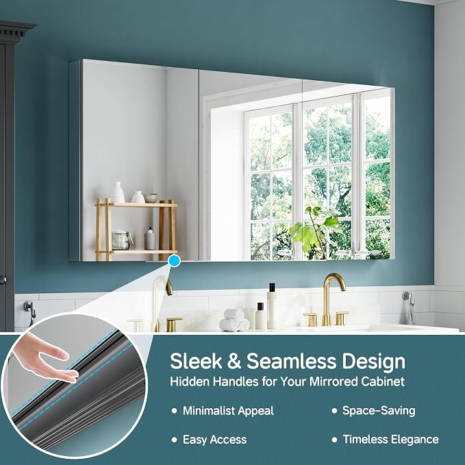 60"x30" Medicine Cabinet Mirror, Aluminum Silver Recessed Medicine Cabinet - Image 5