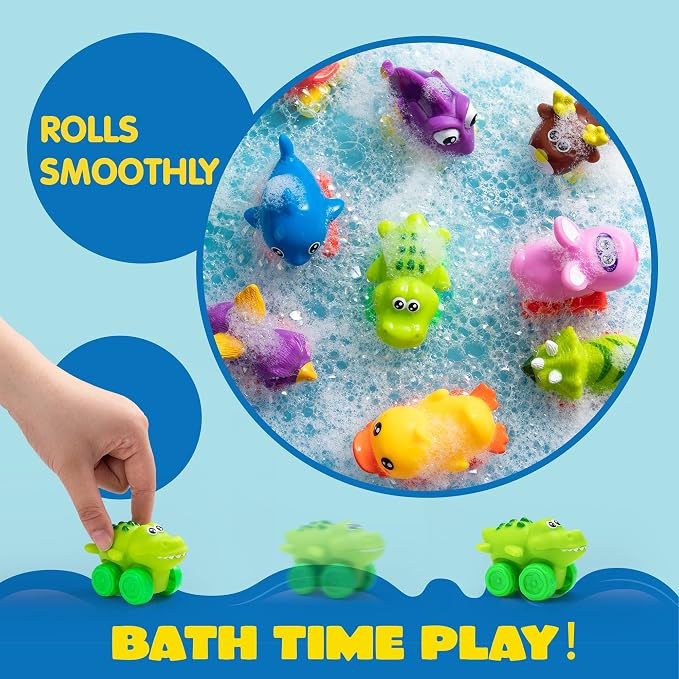 JOYIN Animal Cars, Soft Rubber Car Set Toy, Baby Mini Vehicles, Bath Toy Car - Image 3