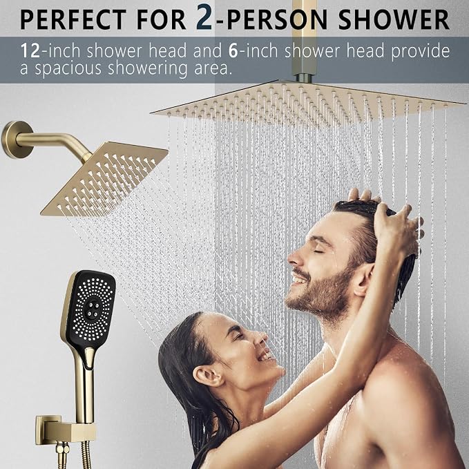 Shower Faucet Set Rainfall Shower System Push Button Diverter Shower Faucet - Image 2