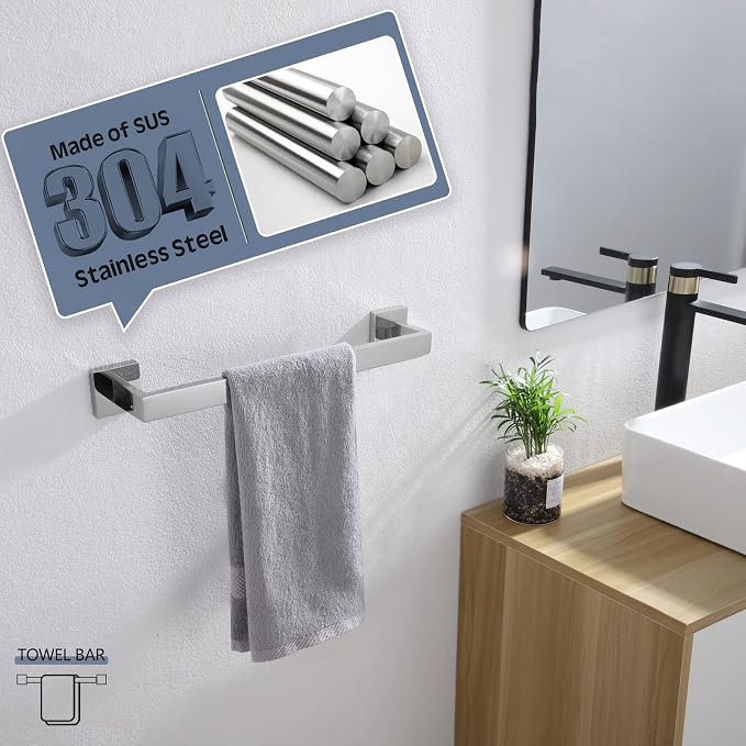KOKOSIRI 16-Inch Single Towel Bar, Bathroom Kitchen Towel Holder, Wall Mounted - Image 4