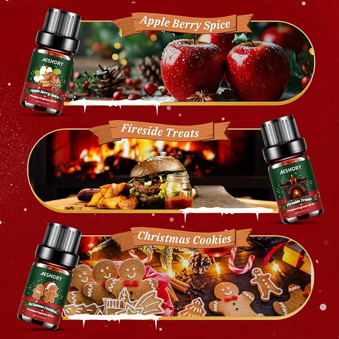 Christmas Fragrance Oil Set, 6 Premium Winter Essential Oils - Image 3