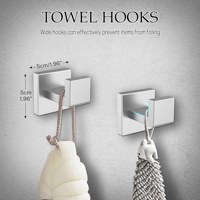 10-Pieces Brushed Nickel Bathroom Hardware Accessories Set, 23.6 Inch Towel Bar - Image 5