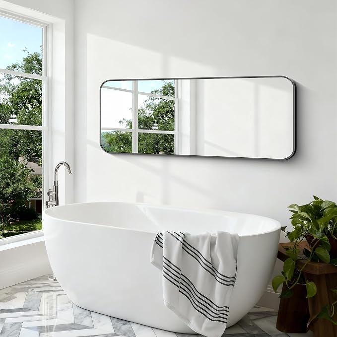BONEWEI 24x60 inch Bathroom Mirror, Wall Mounted Bathroom Frame Vanity Mirror - Image 3