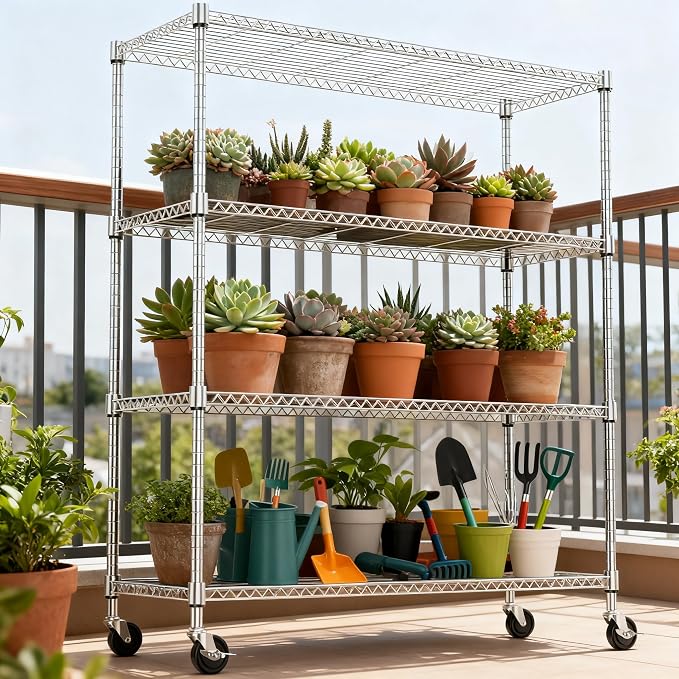 4 Tiers Shelf 1400 lbs Steel Storage Shelving Utility Shelving Unit Steel - Image 5