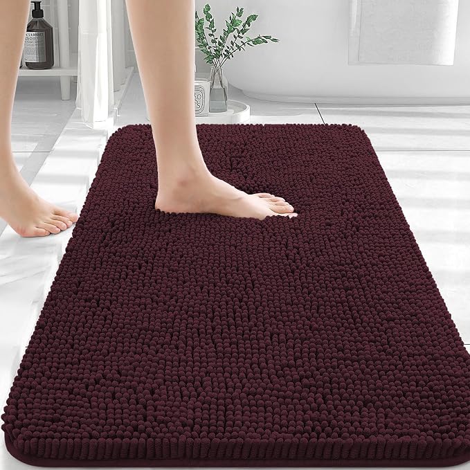 OLANLY Bathroom Rugs 30x20, Extra Soft Absorbent Chenille Bath Rugs, Rubber by OLANLY