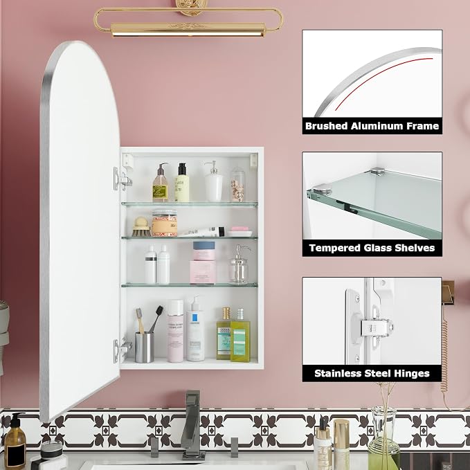 FKWin Arched Sliver Bathroom Medicine Cabinet - Image 4