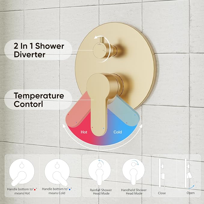 Gabrylly Gold Shower Head System, Shower Faucet Set - Image 7
