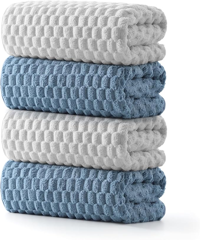 REDKISS Microfiber Bath Towels Set of 4-27x55 Inch Large Waffle Bath Towels by REDKISSOnline