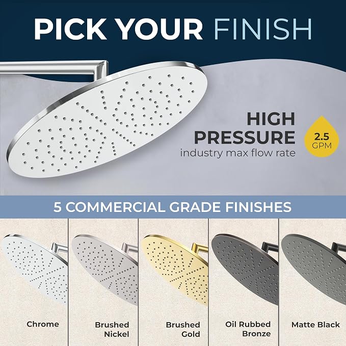 HammerHead Showers® Solid Metal 12 Inch Rainfall Shower Head, Large Rain Shower - Image 8