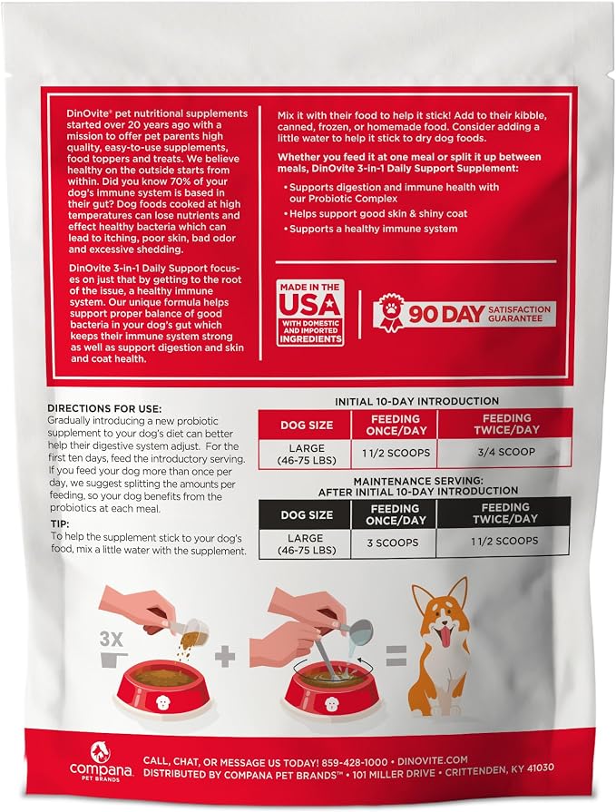 Dinovite Probiotic Supplement for Dogs, Omega 3, Hot Spot Relief, Skin & Coat - Image 2