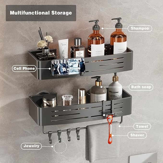 Voldra Shower Caddy Suction Cup, 3 Pack Shower Shelves - Image 7