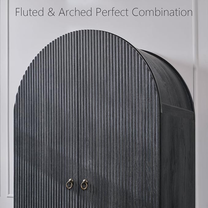 71" Tall Arched Pantry Cabinet, Fluted Kitchen Storage Cabinet - Image 3