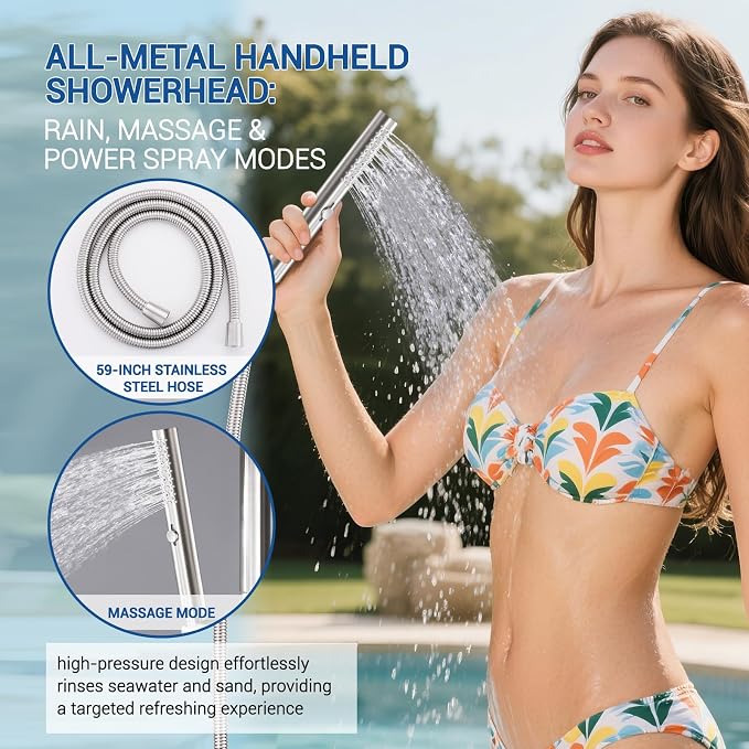 Freestanding Outdoor Shower Faucet Set, Outdoor Shower Kit - Image 4