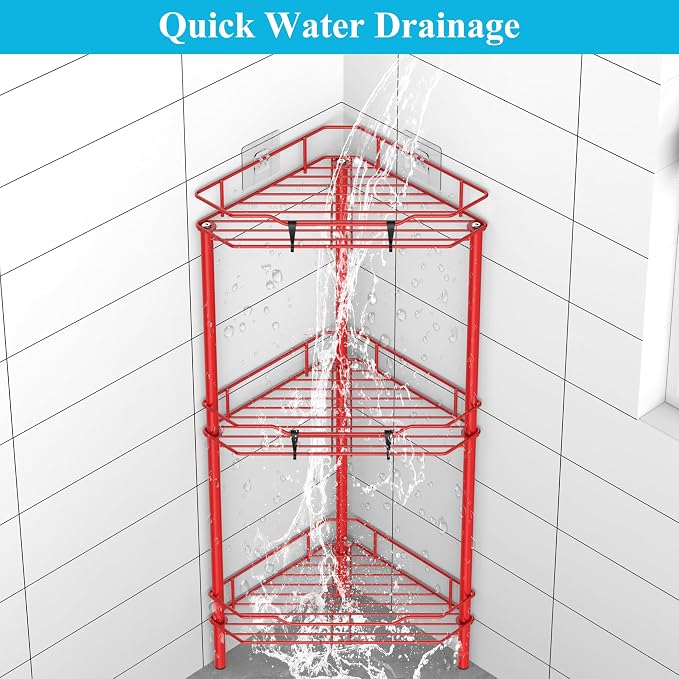 3 Tier Floor Standing Corner Shower Caddy Organizer Shelf - Image 6