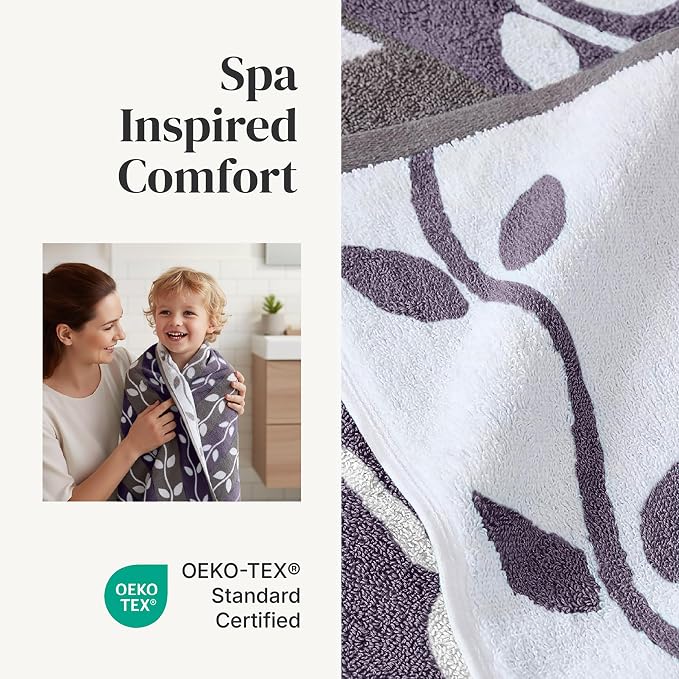 Modern Threads Organic Vines 6-Piece 100% Cotton Towel Set – Yarn Dyed Jacquard - Image 4